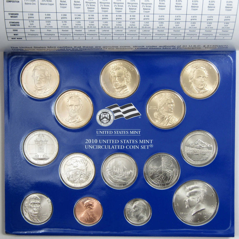 2010 Uncirculated Coin Set U.S Mint Government Packaging OGP COA-5