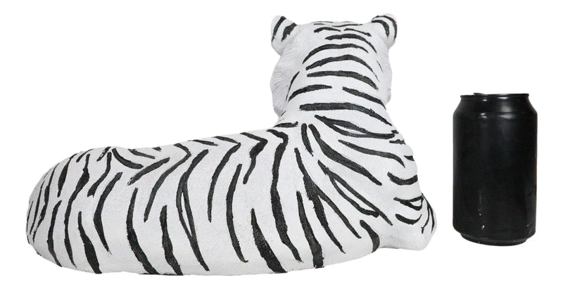Large Siberian Ghost White Tiger Resting 15.5" Long Statue Home Garden Decor-8