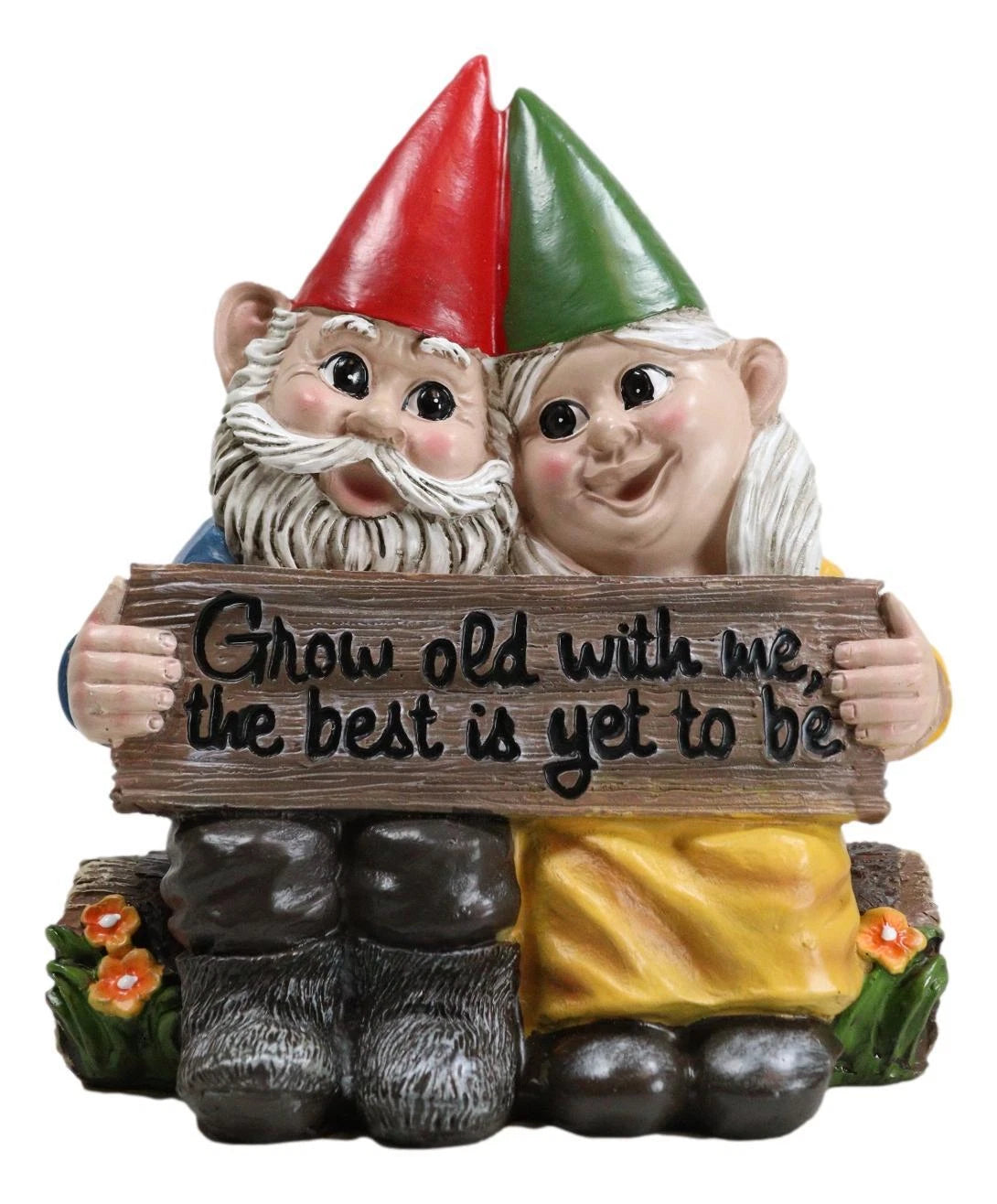 Grow Old With Me The Best Is Yet To Be Whimsical Mr & Mrs Gnome Statue-6