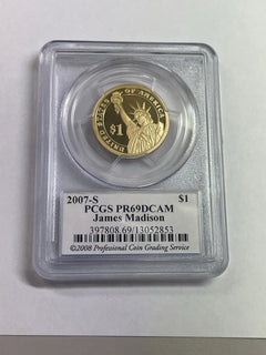 2007-S James Madison One Dollar PCGS- PR 69 D CAM.-5