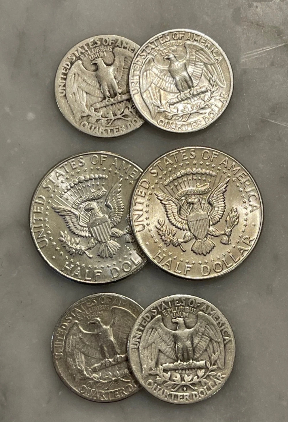 $2 Face 90% Silver 2 1964 Kennedy Half Dollar 4 Quarters - Choose How Many Lots!-2