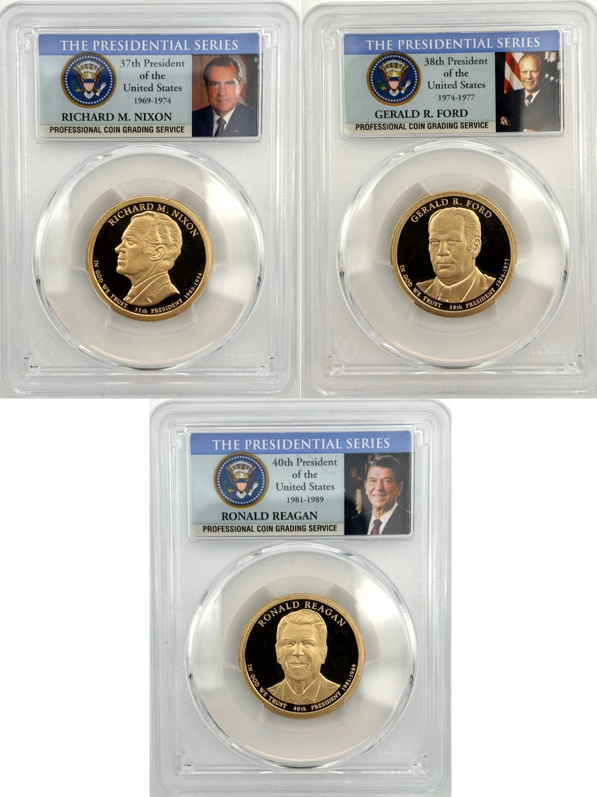 2007 - 2010, 2011 - 2016 S COMPLETE 39 Presidential $1 PCGS 70 Proof Dollar Set-5