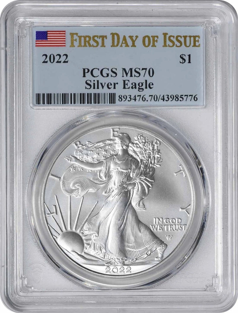 2022 $1 American Silver Eagle MS70 First Day of Issue PCGS-1