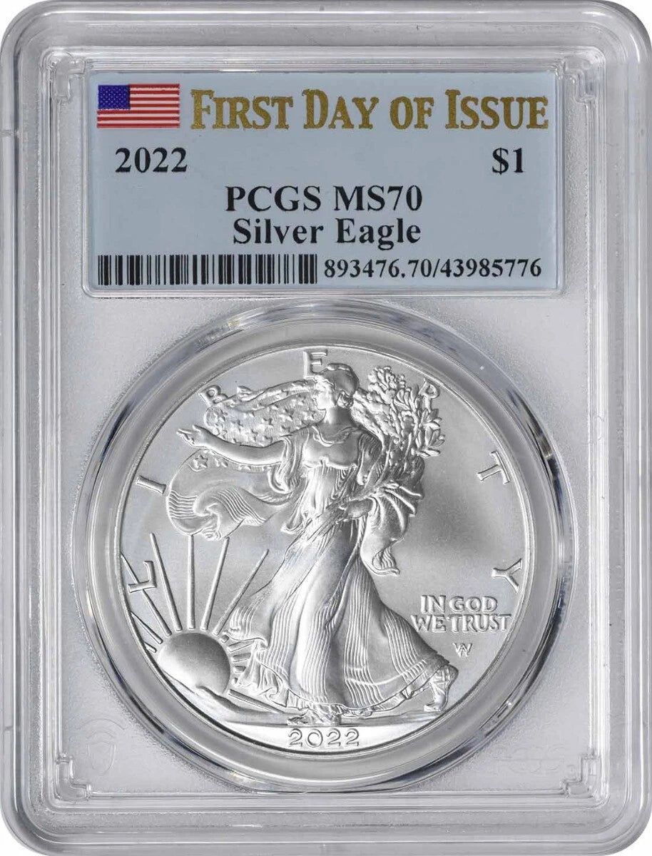 2022 $1 American Silver Eagle MS70 First Day of Issue PCGS