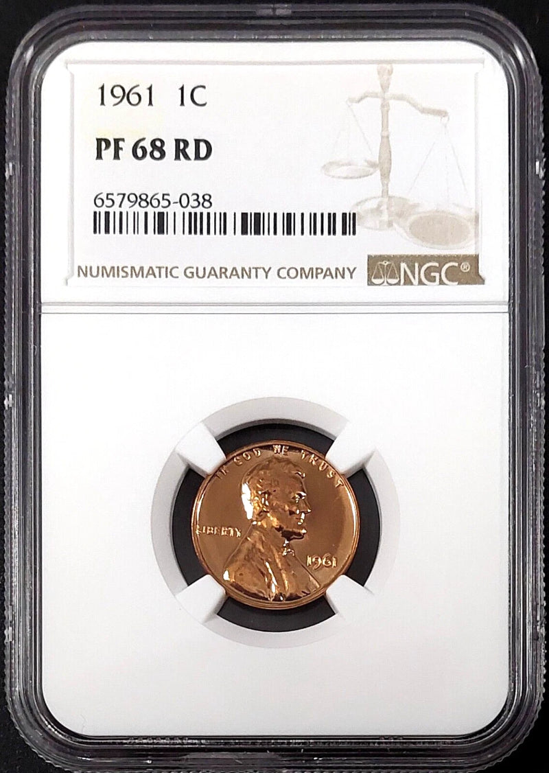 1961 Proof Lincoln Cent certified PF 68 RD by NGC! sku 65038-4