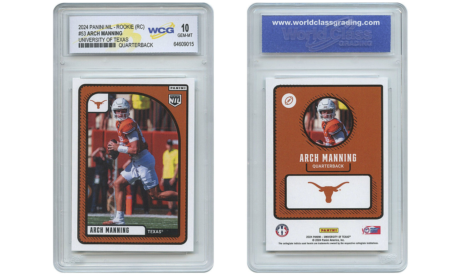 2024 Panini NIL ARCH MANNING Texas Longhorns QB True ROOKIE Card #53 GEM MINT 10-2