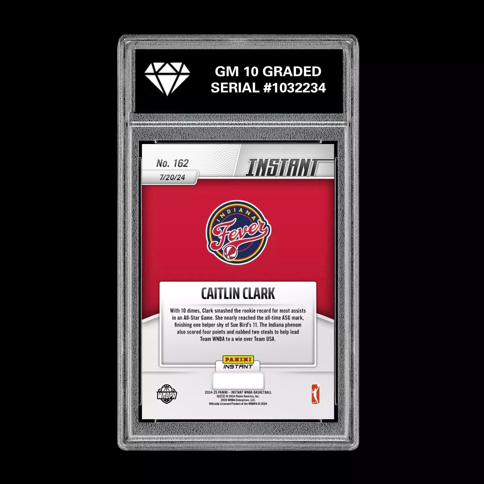 Graded 10 Caitlin Clark #162 RC WNBA ALL STAR BADGE Rookie 2024 Panini Instant-2