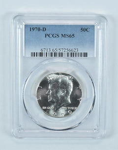 Moneda de medio dólar Kennedy de 1970-D MS65 PCGS Etiqueta Azul-1