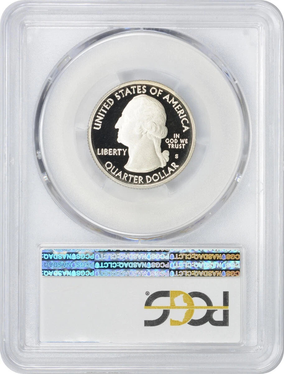 Moneda de veinticinco centavos del Parque Nacional de Saratoga, revestida con bandera, 2015-S, PR70DCAM, PCGS, prueba 70 DC-2