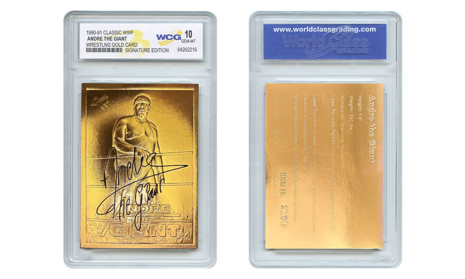 1990-91 Classic ANDRE THE GIANT WWF Wrestling GOLD Card Signature Edition GEM 10-1
