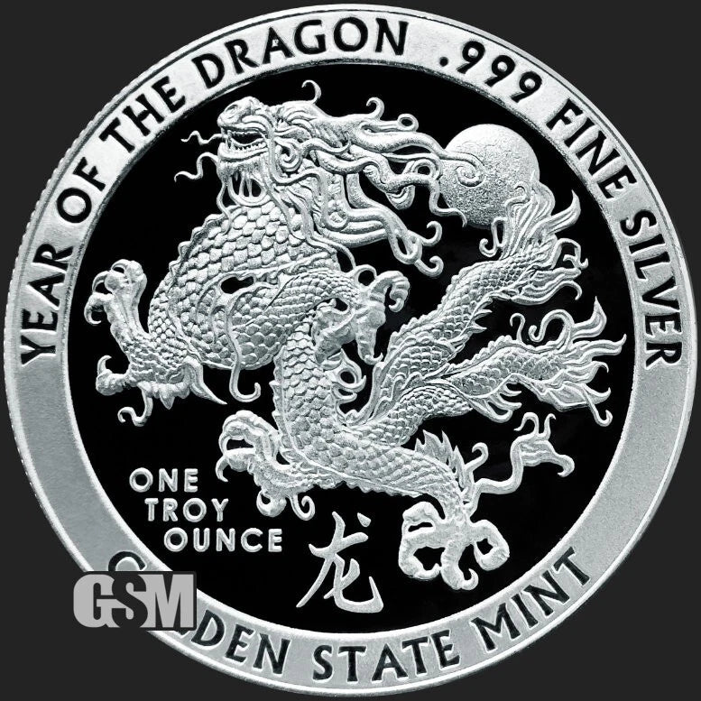 2024 Year of the Dragon 1 oz .999 Fine Silver Round in Capsule, Zodiac Animal Series, Artistic Silver Medallion, Detailed Engraved Finish, Collectors Display Piece, Commemorative Metal Round-3