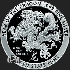 2024 Year of the Dragon 1 oz .999 Fine Silver Round in Capsule, Zodiac Animal Series, Artistic Silver Medallion, Detailed Engraved Finish, Collectors Display Piece, Commemorative Metal Round-3