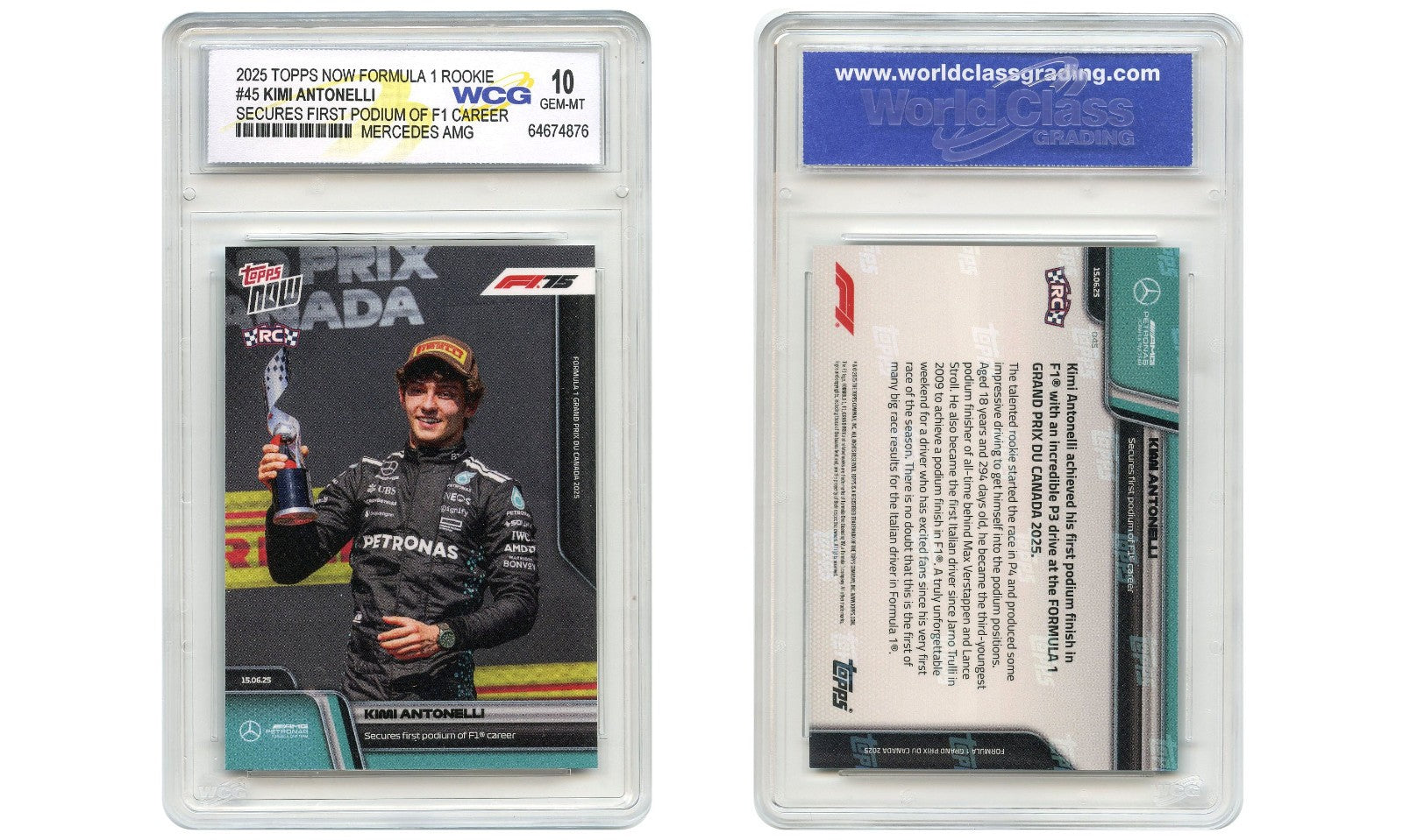 2025 Topps Now Formula 1 KIMI ANTONELLI First Podium ROOKIE Card #45 GEM-MINT 10