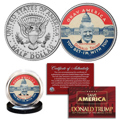DONALD TRUMP OKAY AMERICA-I'M WITH YOU Pin Style JFK Kennedy Half Dollar US Coin-1