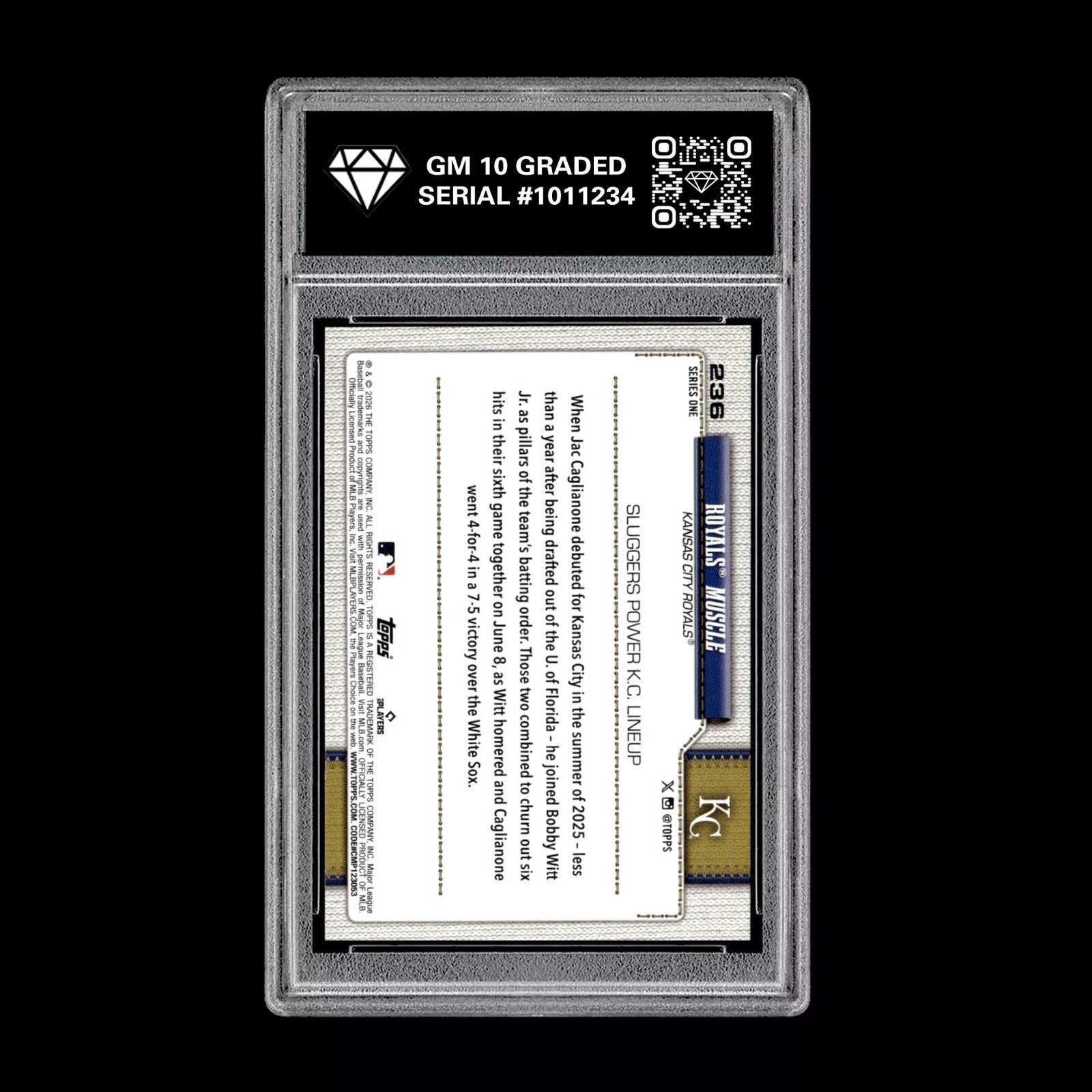 Graded 10 Jac Caglianone / Bobby Witt Jr. 2026 Topps Series 1 Royals-2