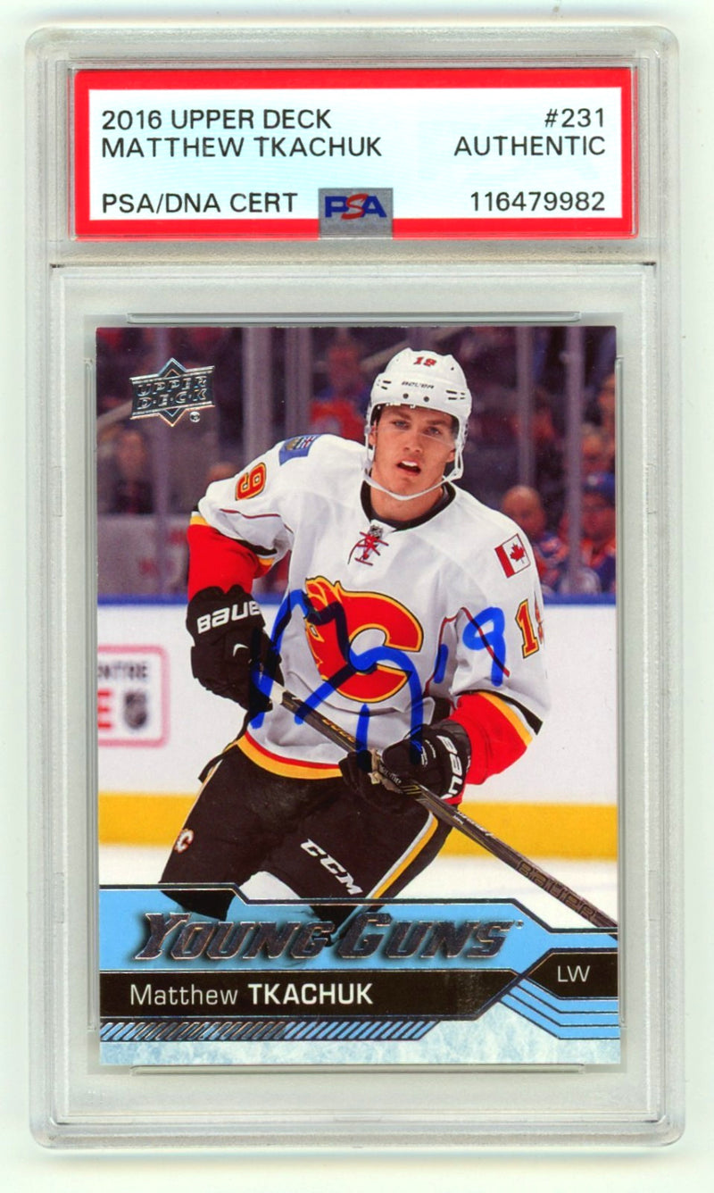 Matthew Tkachuk 2016-17 Upper Deck #231 Young Guns Signed Rookie RC PSA Auto-1