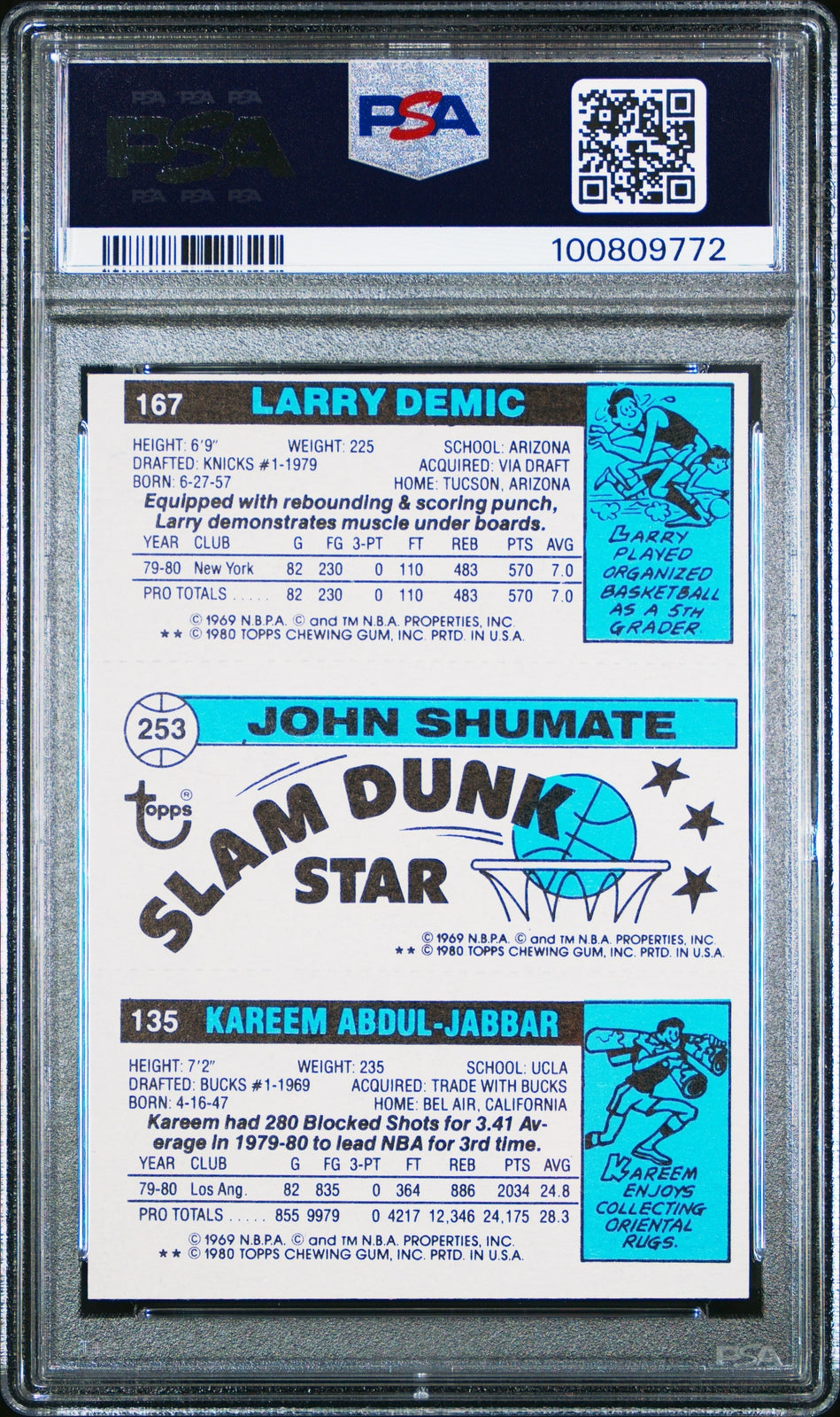 PSA 6 Abdul-Jabbar Shumate, Demic Slam Dunk Triple # 1980 Topps-2