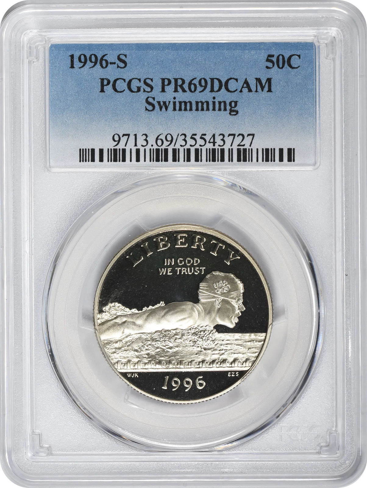 1996-S Swimming Commemorative Half PR69DCAM PCGS Proof 69 Deep Cameo-1