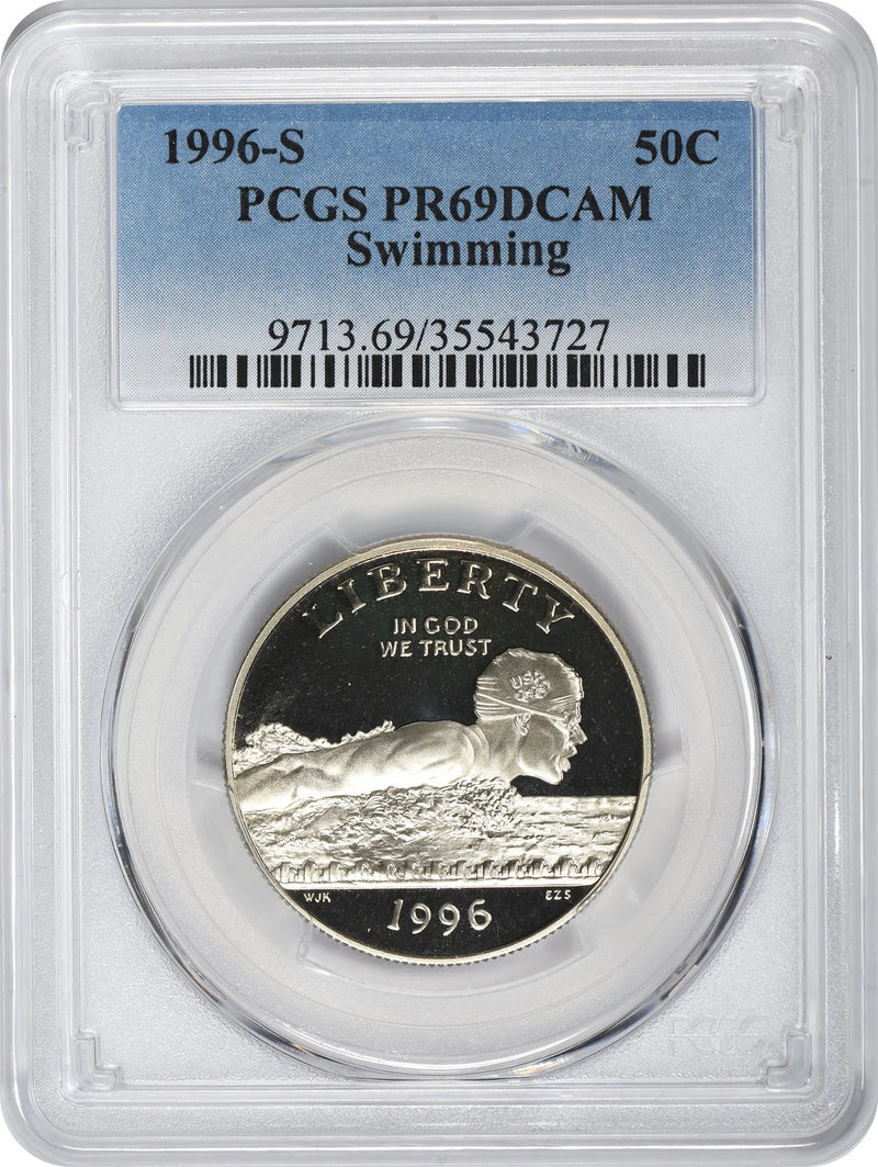 1996-S Swimming Commemorative Half PR69DCAM PCGS Proof 69 Deep Cameo-1