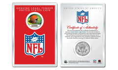 CLEVELAND BROWNS NFL Helmet JFK Half Dollar US Coin w/ NFL Display Case LICENSED-1