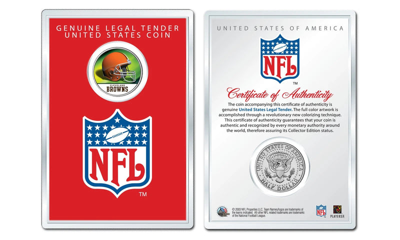 CLEVELAND BROWNS NFL Helmet JFK Half Dollar US Coin w/ NFL Display Case LICENSED-1