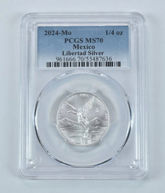 2024 Mo Mexico 1/4 Onza Silver Libertad MS70 PCGS Blue Label-1