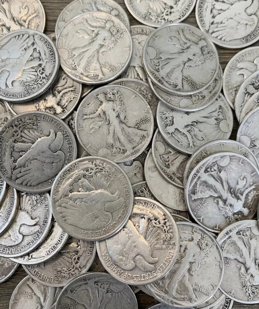 Moneda de medio dólar Walking Liberty, 90 % plata, circulada. ELIGE LA CANTIDAD. ENVÍO GRATIS.-5