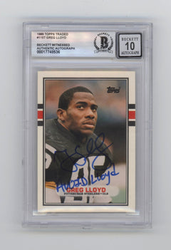 Greg Lloyd 1989 Topps #115T RC Signed w Avoid Lloyd Beckett BGS 10 Auto Steelers-1