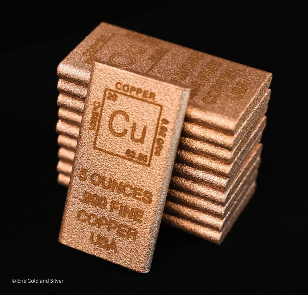 5 oz Copper Bar Element Design Made in USA | Rectangle Ingot Copper Bullion CU-6
