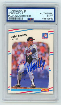 John Smoltz 1988 Fleer Update #U-74 Signed Rookie RC PSA Authentic Auto Braves-1