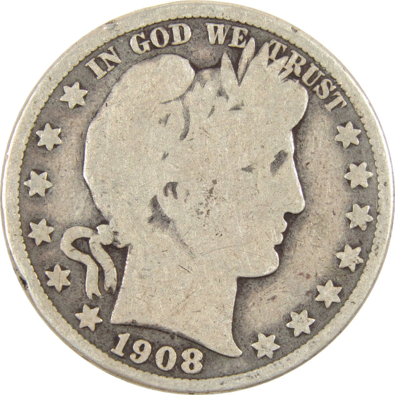 1908 O Barber Half Dollar G Good Silver 50c Coin-1