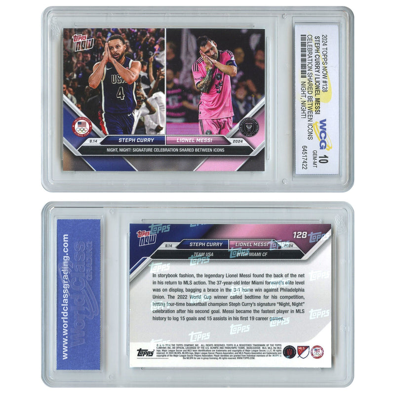 2024 Topps Now STEPH CURRY & LIONEL MESSI Double Card #128 - Graded GEM MINT 10-2