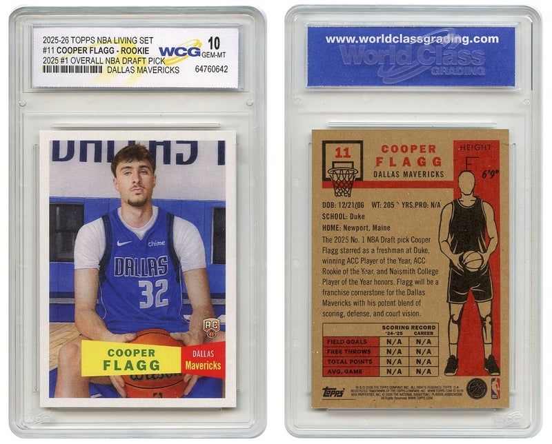 2025-26 Topps NBA Living Set COOPER FLAGG ROOKIE CARD RC #11 - GEM MINT 10-2