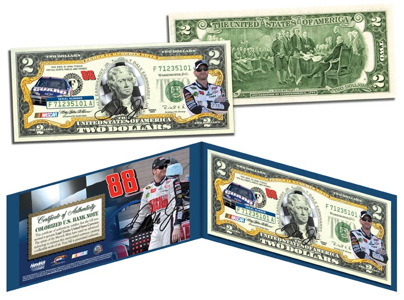 DALE EARNHARDT, JR Nascar NATIONAL GUARD Legal Tender U.S. $2 Bill *LICENSED*-1