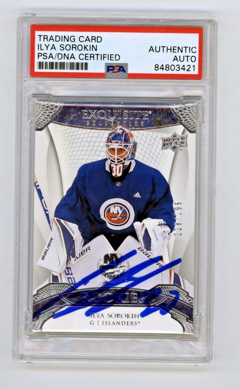 Ilya Sorokin 2020-21 Upper Deck Exquisite Rookies /299 Signed PSA Authentic Auto-1