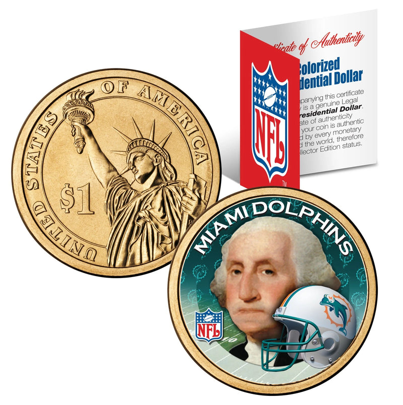 MIAMI DOLPHINS Colorized Presidential $1 Dollar U.S. Coin Football NFL LICENSED-1