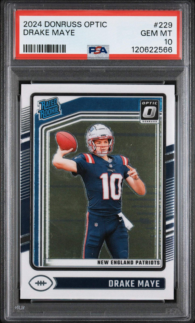 Graded 2024 Panini Donruss Optic Drake Maye #229 Rookie RC Football Card PSA 10-1