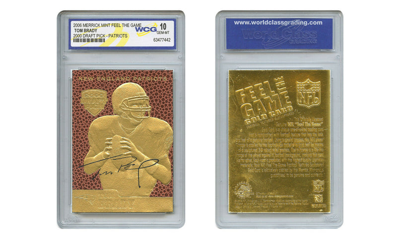 TOM BRADY 2000 Draft Pick FEEL THE GAME NFL Gold Card Rookie Graded GEM-MINT 10-1