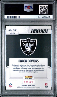 Graded 2024 Panini Instant NFL Brock Bowers #122 Rookie RC Football Card PSA 10-2