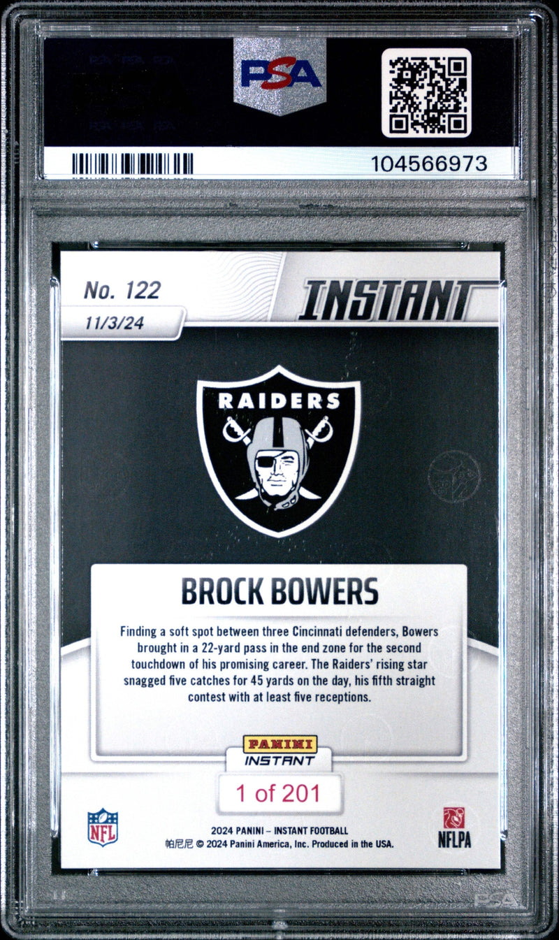 Graded 2024 Panini Instant NFL Brock Bowers #122 Rookie RC Football Card PSA 10-2