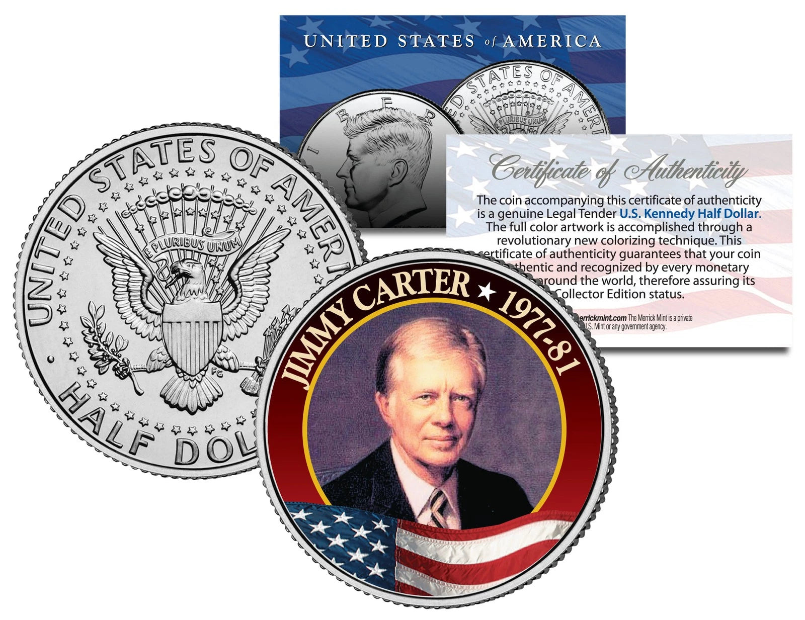 JIMMY CARTER President * 1977-1981 * JFK Kennedy Half Dollar Colorized U.S. Coin-1