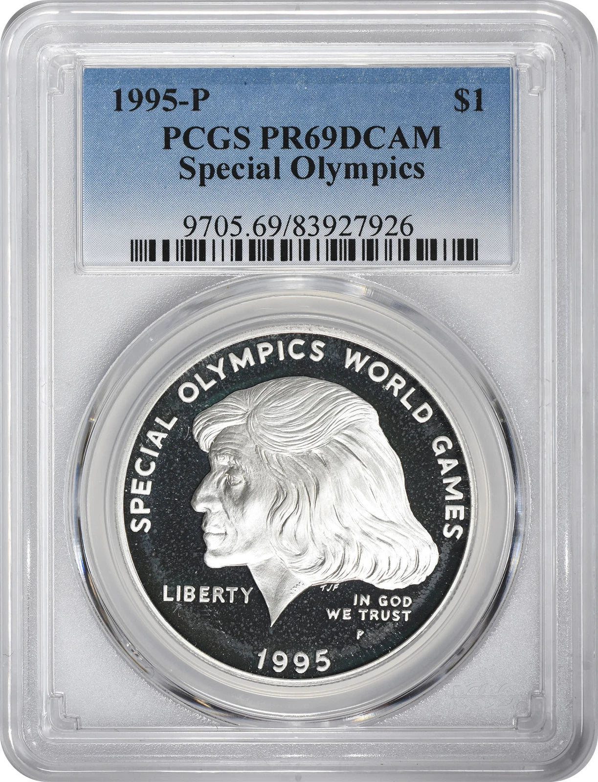 1995-P Special Olympics Silver Commemorative Dollar PR69DCAM PCGS Proof 69 DC