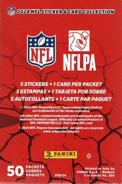 2024 Panini NFL Football Sticker Collection Box 50 Packs 250 Stickers 50 Cards-4