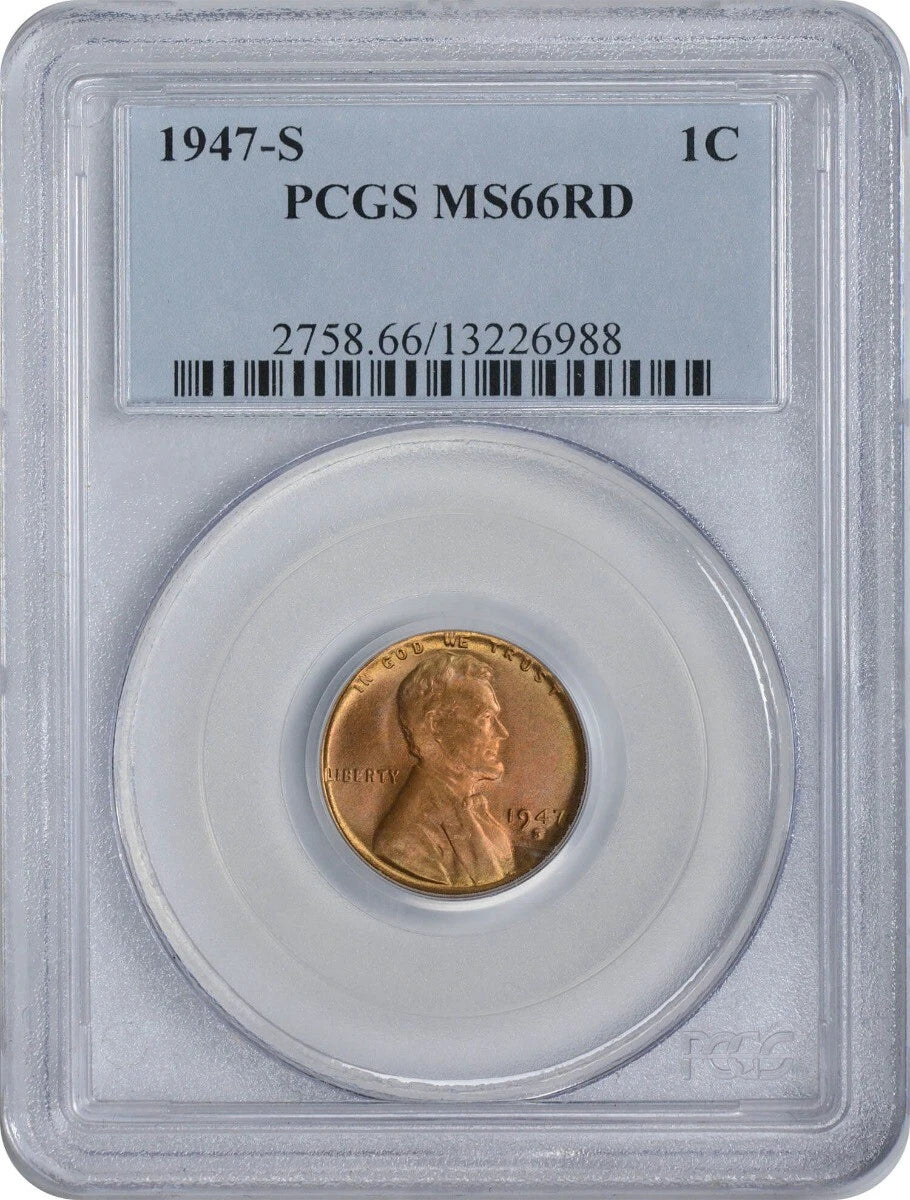 1947-S Lincoln Cent MS66RD PCGS-1