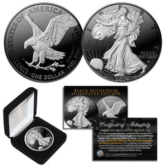 Black RUTHENIUM SILHOUETTE 1 oz .999 Fine Silver 2024 American Eagle Box Type 2-2