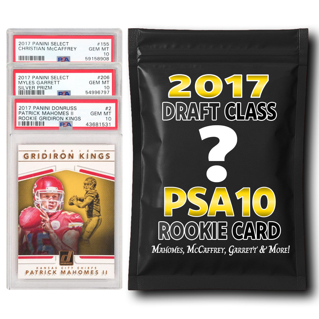 PSA 10 Graded 2017 NFL Rookie Card Mystery Pack (Mahomes, McCaffrey, Watt More!)