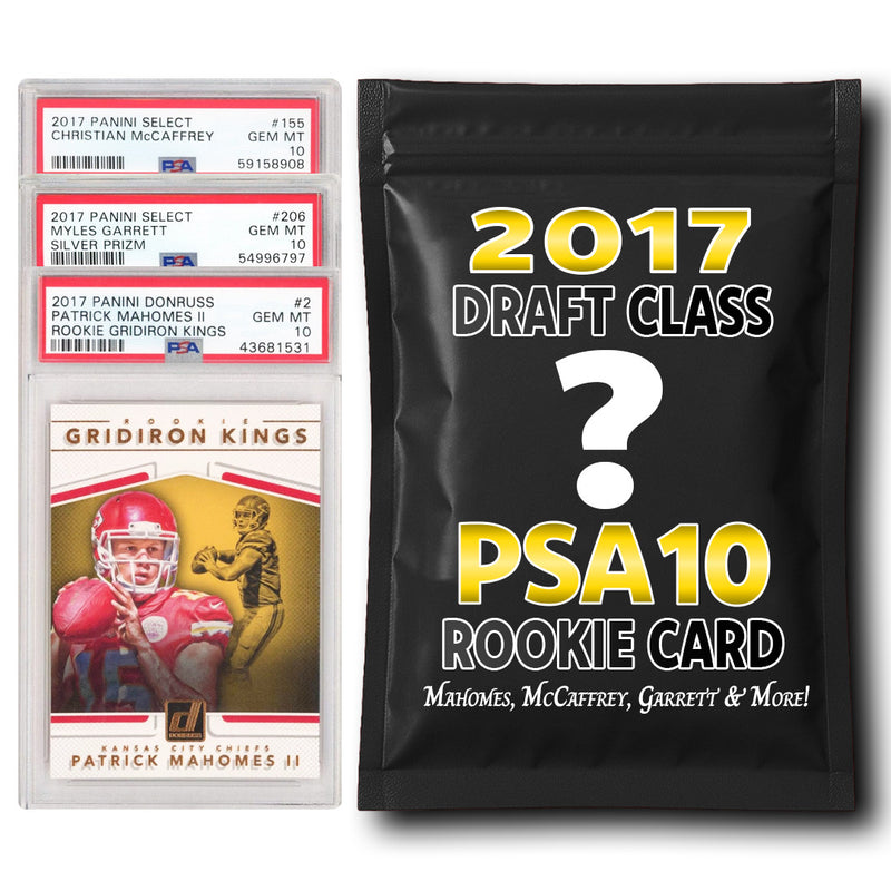 PSA 10 Graded 2017 NFL Rookie Card Mystery Pack (Mahomes, McCaffrey, Watt More!)-1