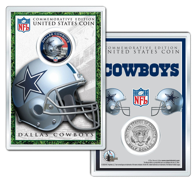 DALLAS COWBOYS NFL Licensed Helmet JFK Half Dollar Coin w/ Display Case LICENSED-1