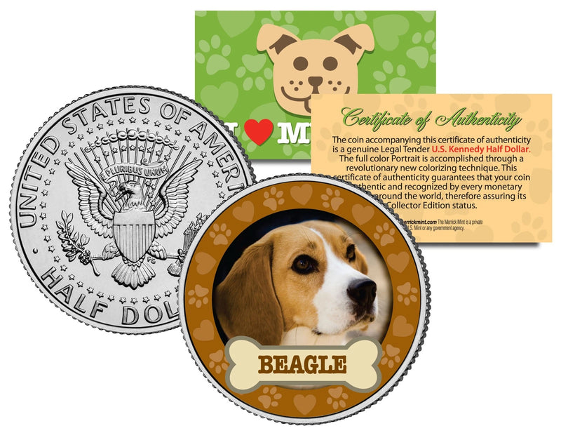 BEAGLE Dog JFK Kennedy Half Dollar US Colorized Coin-1