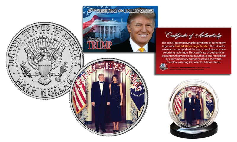DONALD & MELANIA TRUMP Official White House XMAS Photo JFK Half Dollar U.S. Coin-1